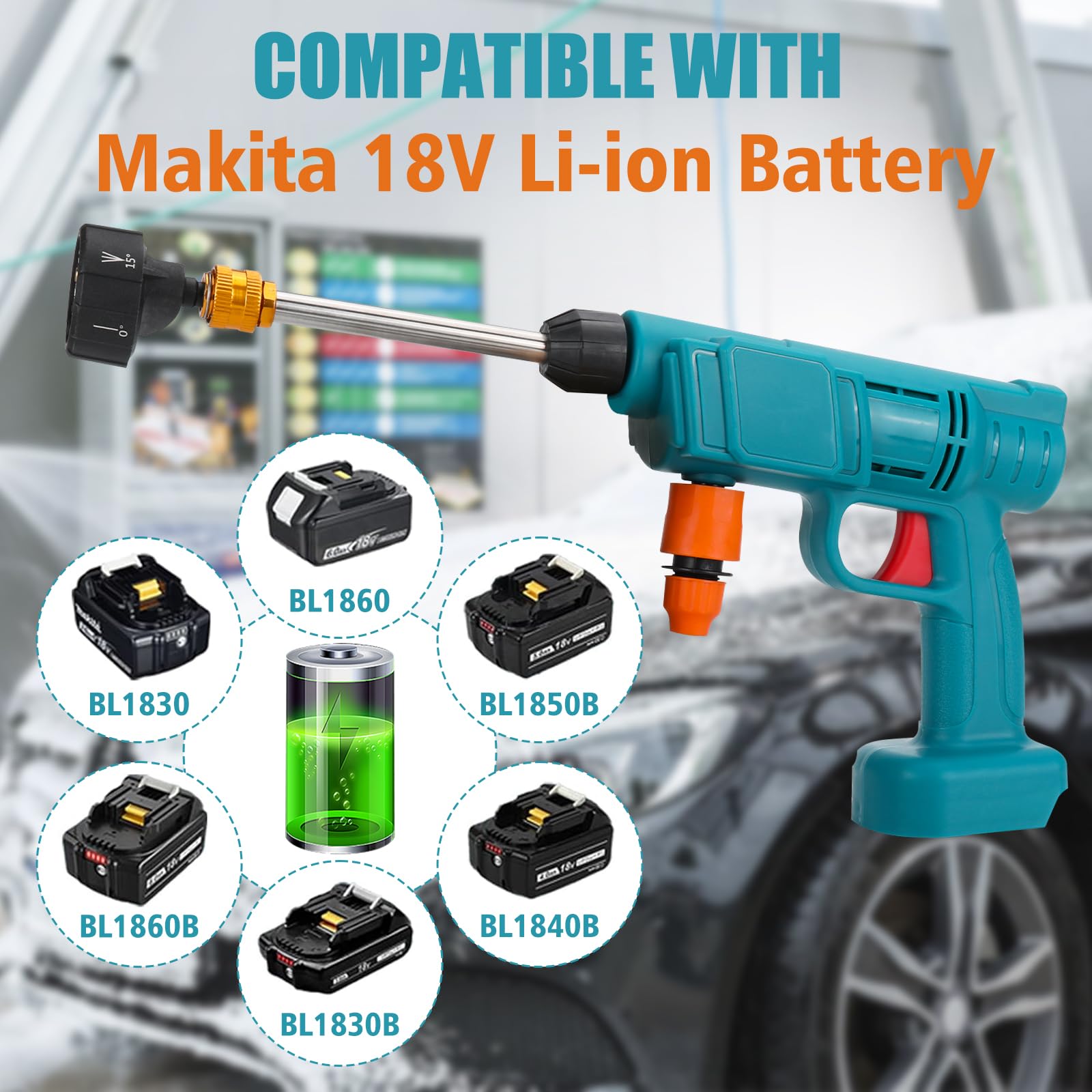 Accu Hogedrukreiniger Voor Makita 18 V, Met 2 Sproeiers, Mobiele 5 M Slangoplader Draagbare Auto Terras Raam Gazon Zwembad Zonder Batterijen 692333581