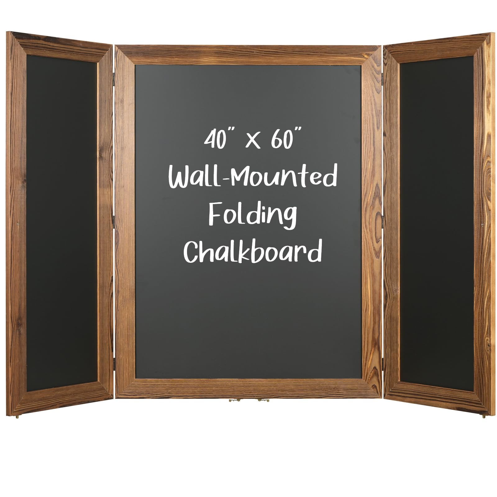 Excello Global Products 40" x 60" Wooden Wall Mounted Folding Chalkboard (Brown)