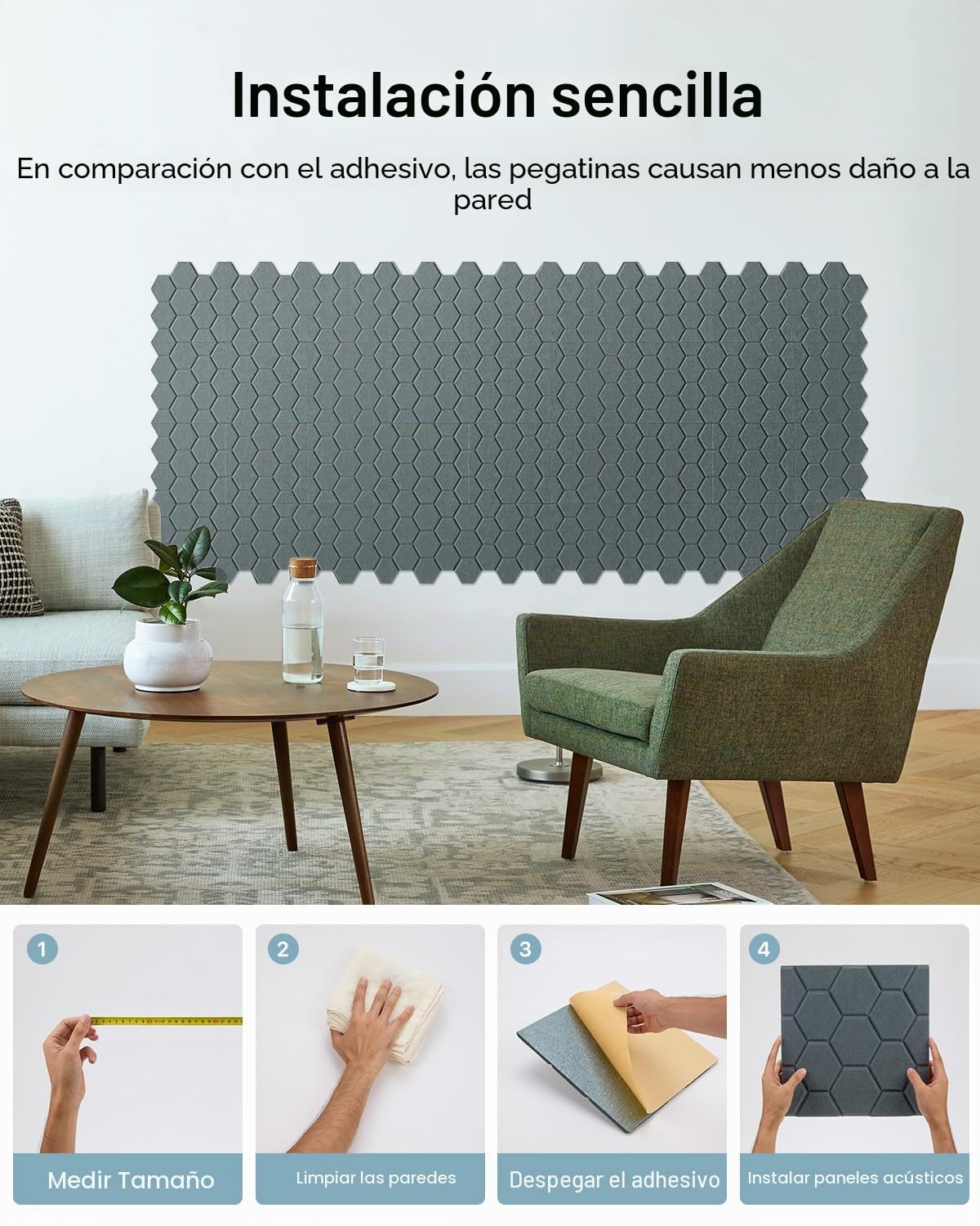 18 placas acústicas autoadhesivas, absorbentes de sonido, 30 x 30 x 0,9 cm, aislamiento acústico de pared, puerta y techo, paneles acústicos para decoración de juegos, oficinas, estudios, placas de