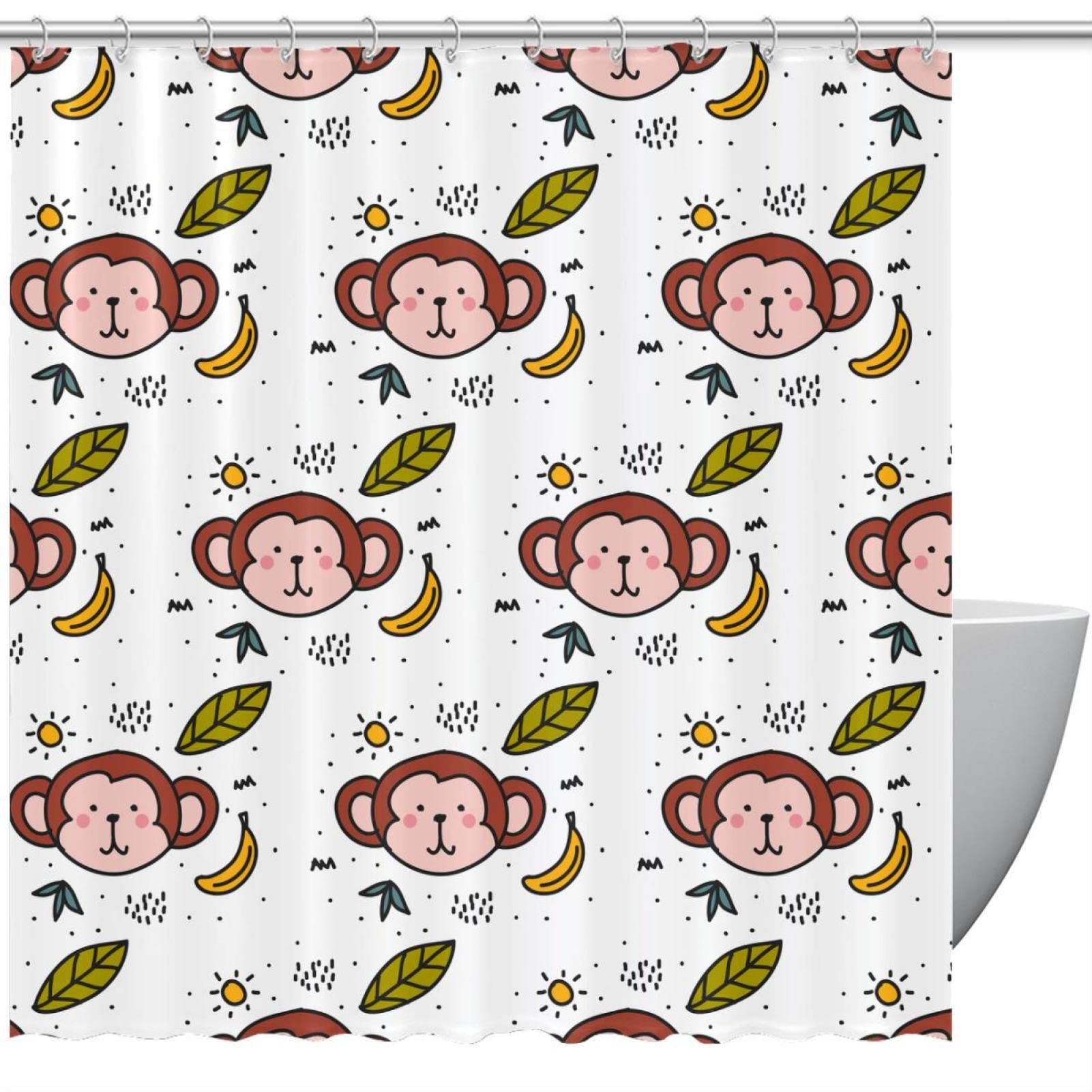 Rideau de douche pour salle de bain 60x72 avec crochets rideau baignoire sans odeur singe