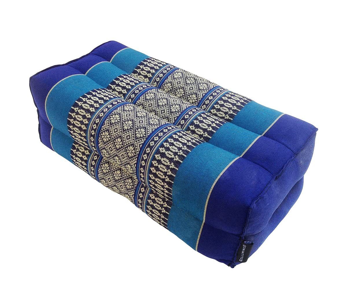 Collumino Traditional Thai Kapok Yoga Support Block Cushion Meditation Pillow 35 x 15cm (Light Blue, Dark Blue)