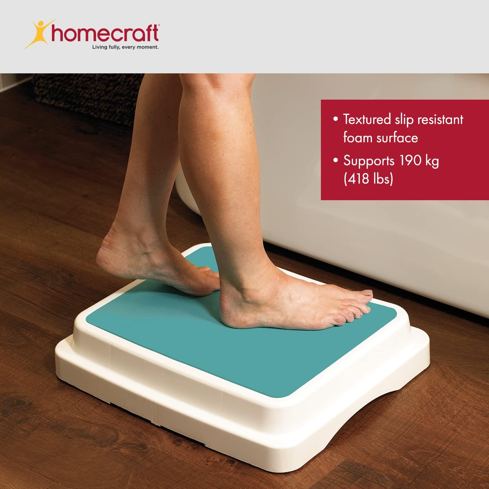 Homecraft Savanah Modular Bath Step, Aid for Getting Into and Out of Bath or Shower, Textured Slip Resistance Step, Stackable for Customer Height, Adjustability