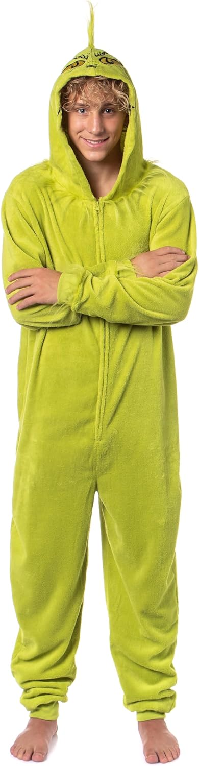 Dr. Seuss GRINCH Who Stole Christmas Hooded Pajama Union Suit - Image 3
