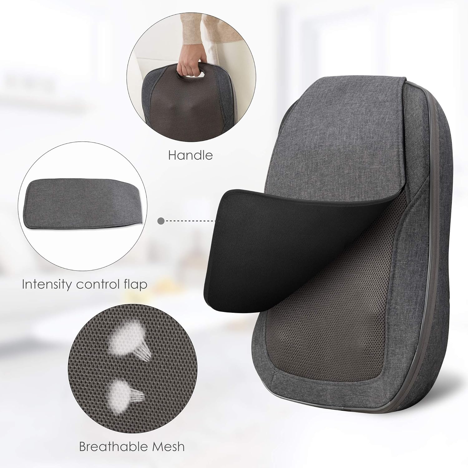 COMFIER Corded Back Massager with Heat - 12 Ball Massager For Back, Neck, Calf, Shoulder, Palm, Lower Leg, Thigh Shiatsu Massage Chair Pad with Adjustable Intensity - Image 7 thumbnail