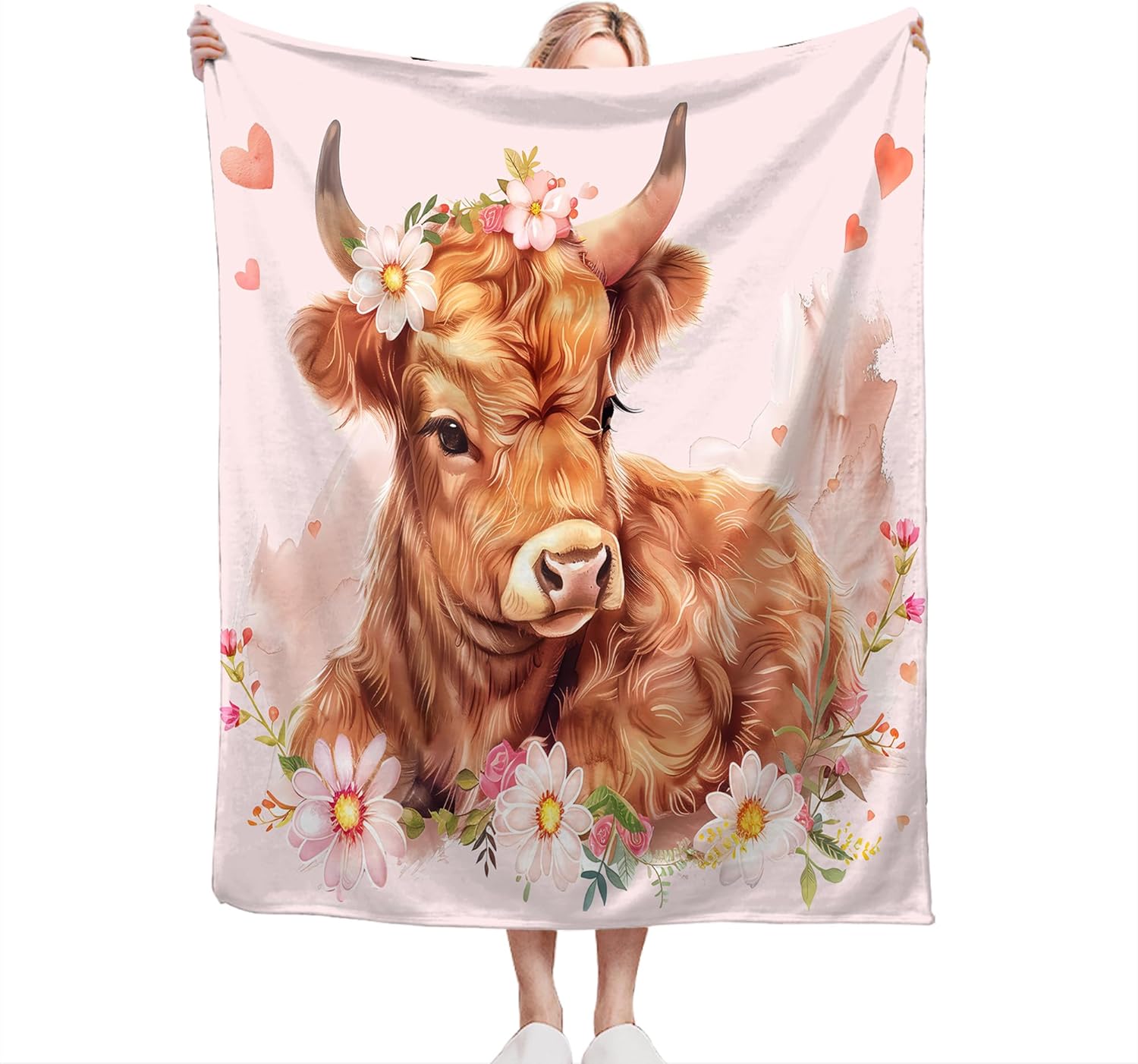 Highland Cow Blanket Cute Cow Throw Blanket Highland Cow Gifts and Decor Cow Blanket for Girls Women Kids Adults Soft Warm Cozy Fleece Blanket for Couch Sofa ​Bed 50"x40" - Image 3