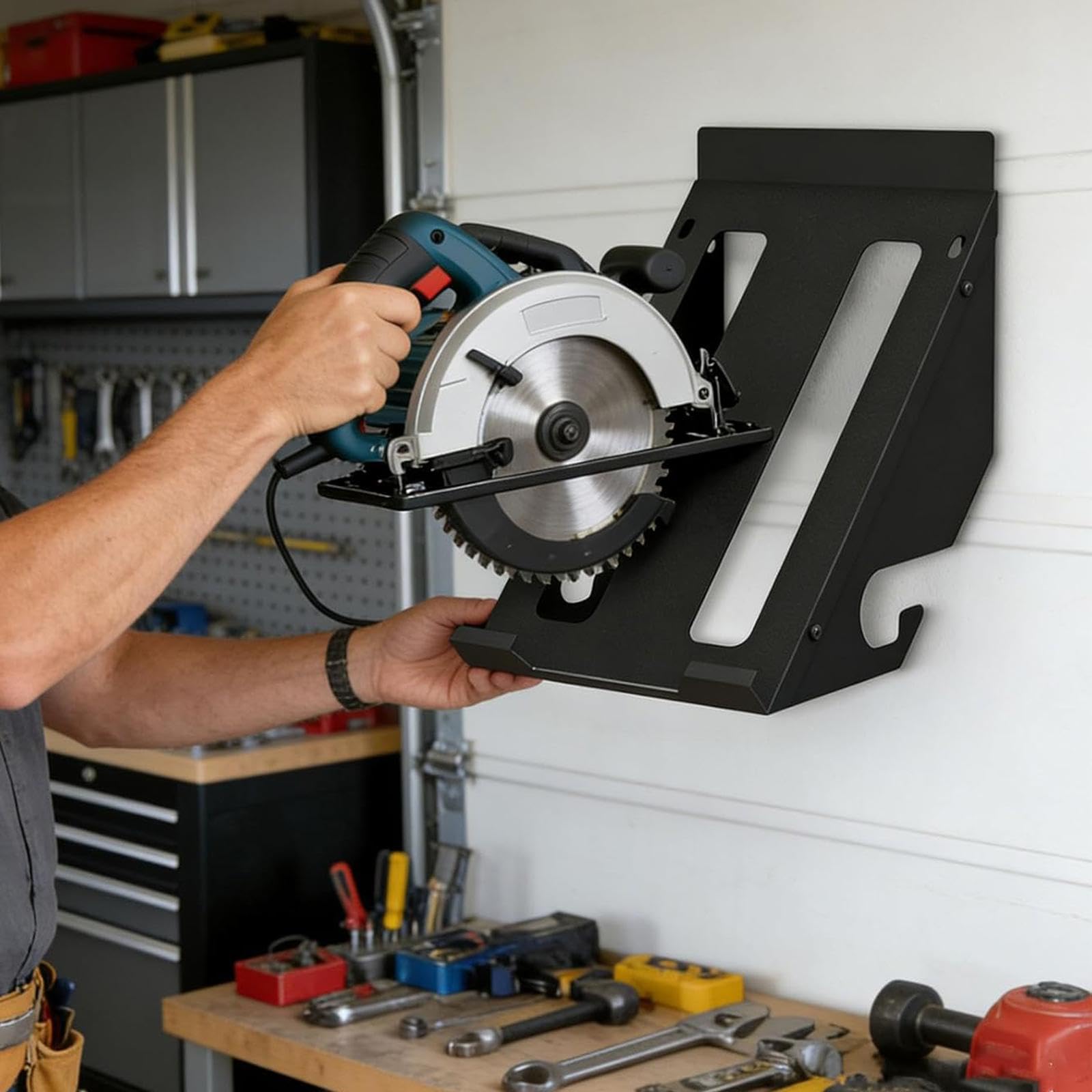 Generic Wandmontierter Kreissägenständer, Wandhalterung Aus Metall, Einfach zu Montierender Werkzeughalter mit Verstärkter Tragfähigkeit, Geeignet für Werkstä, Style B