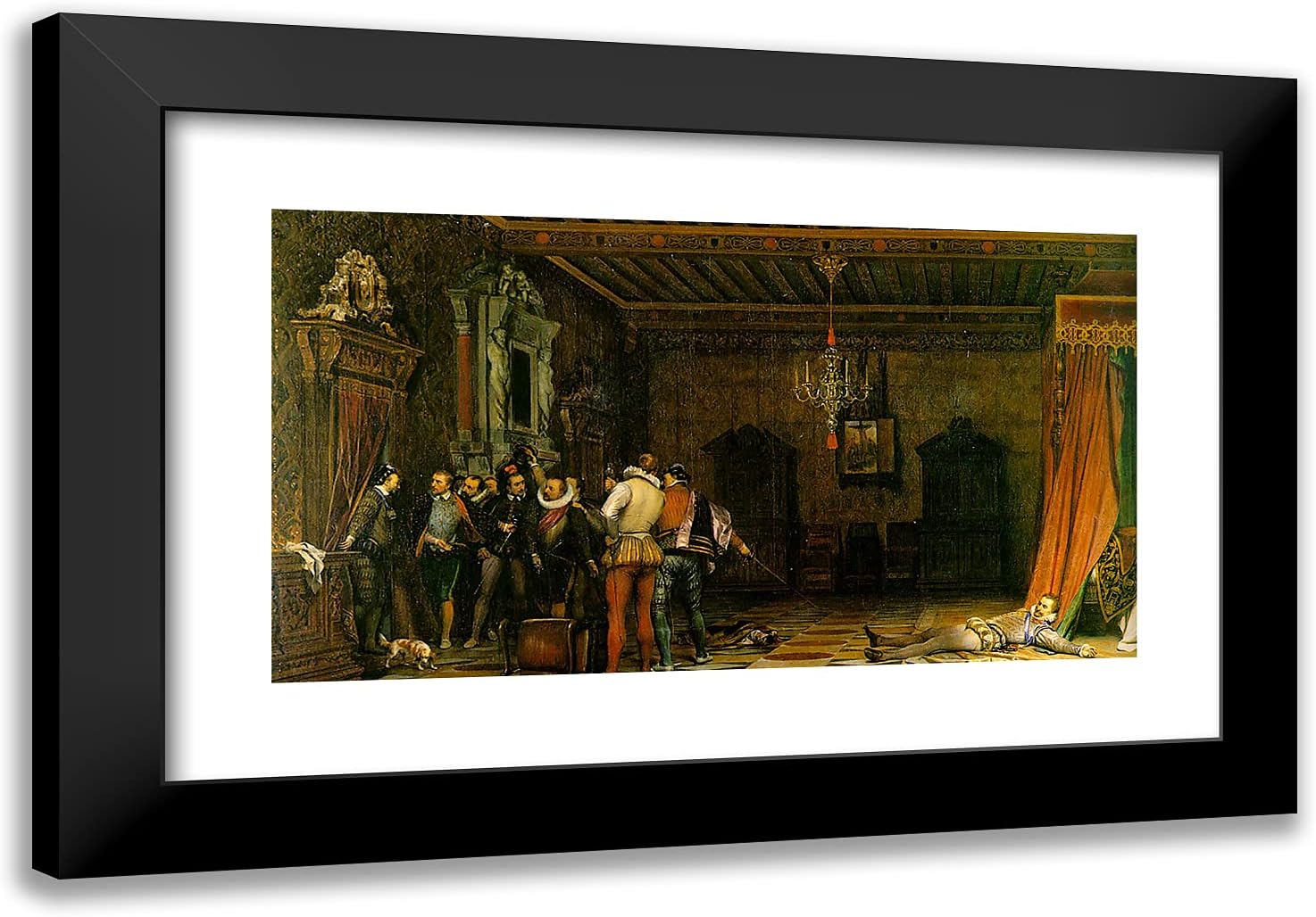 ArtDirect Delaroche, Paul 24x17 Gold Ornate Framed Art Print with Double Matting Titled: Assassination of Henry I the Duke of Guise