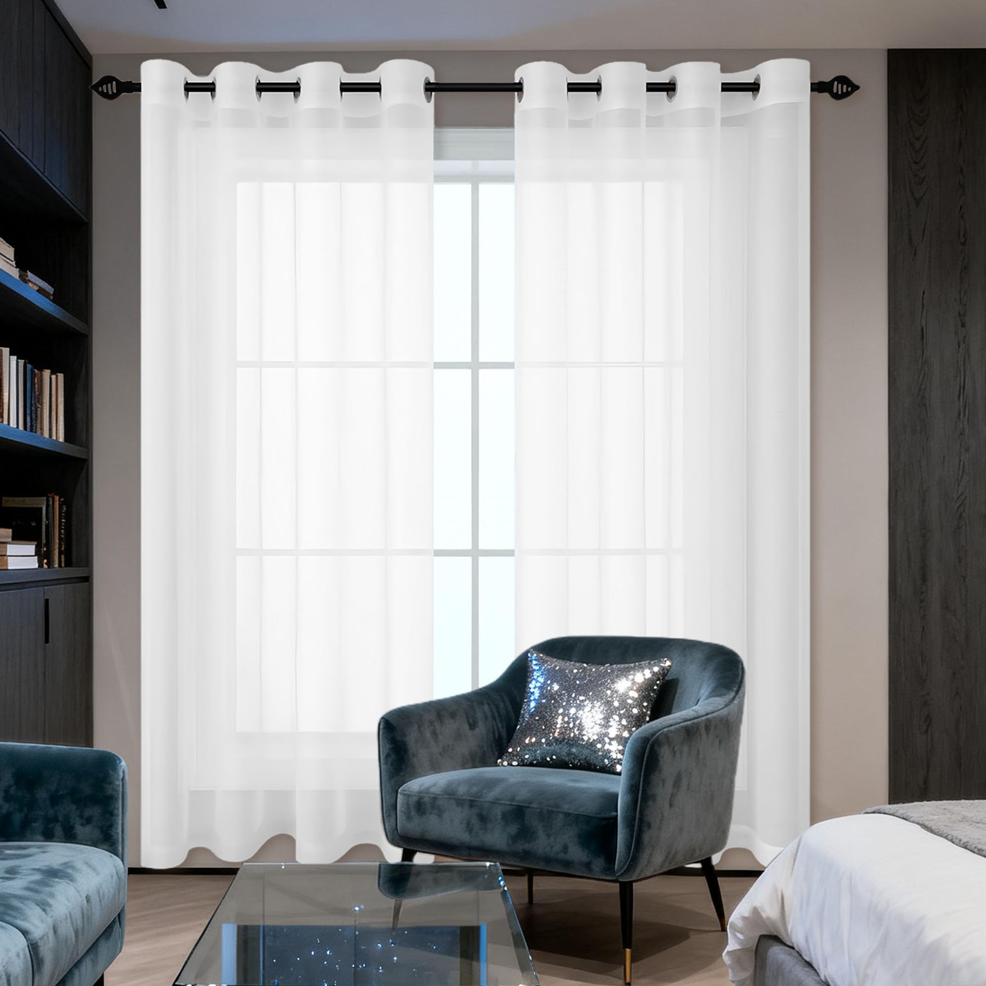 Voilages rideaux salon romantiques pour illuminer vos baies vitrées