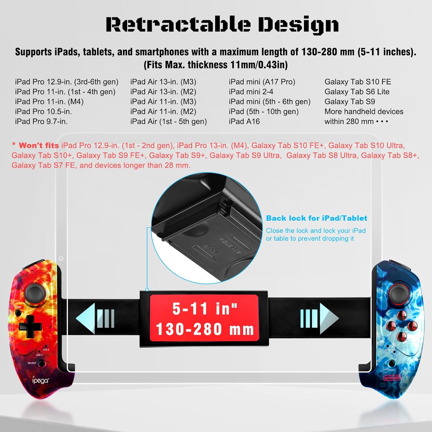 Joso Wireless Controller for iPad & Tablet, Compatible with iPhone & Android Phone, Bluetooth Game Controller with Clamp Lockable iPad/Tablet, Play COD Mobile, Genshin Impact, Cloud Gaming