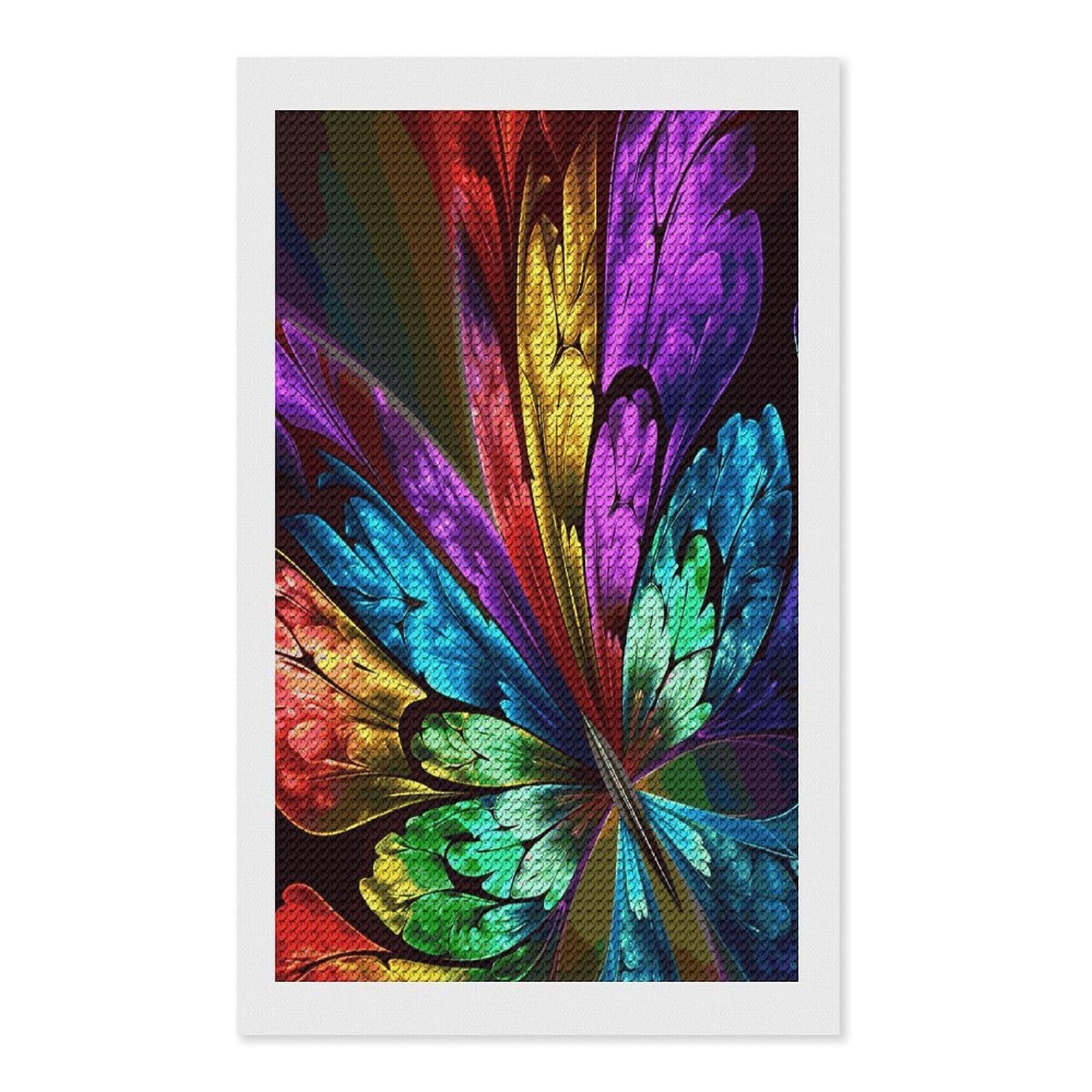 FekiLoot Rainbow Butterfly Paint by Numbers Kit for Adults Beginner DIY Diamond Dots Paintings Round Full Drill Diamond Art Kits Picture Diamond Art Painting Kits for Home Decor 12"x20"