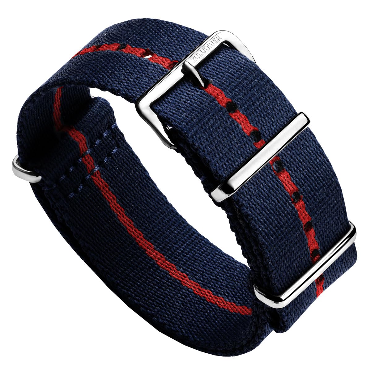 ZULUDIVER Apex Military Watch Strap – Heavy Duty Polyester, Waterproof & Durable, Soft Comfort Weave, Stainless Steel Hardware, Redline, 22mm