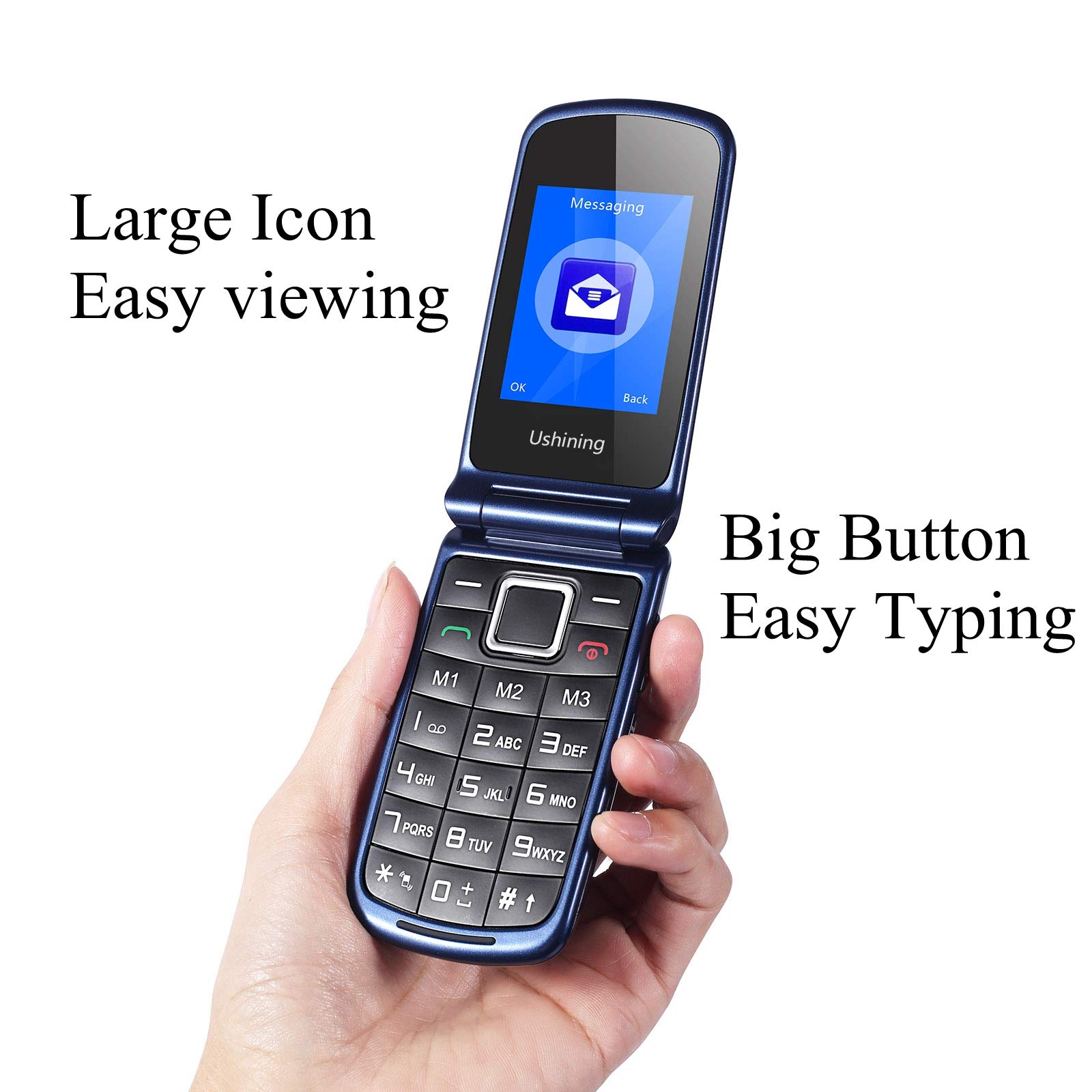 3G Unlocked Senior Flip Phone with Charging Cradle Large Icon T Mobile