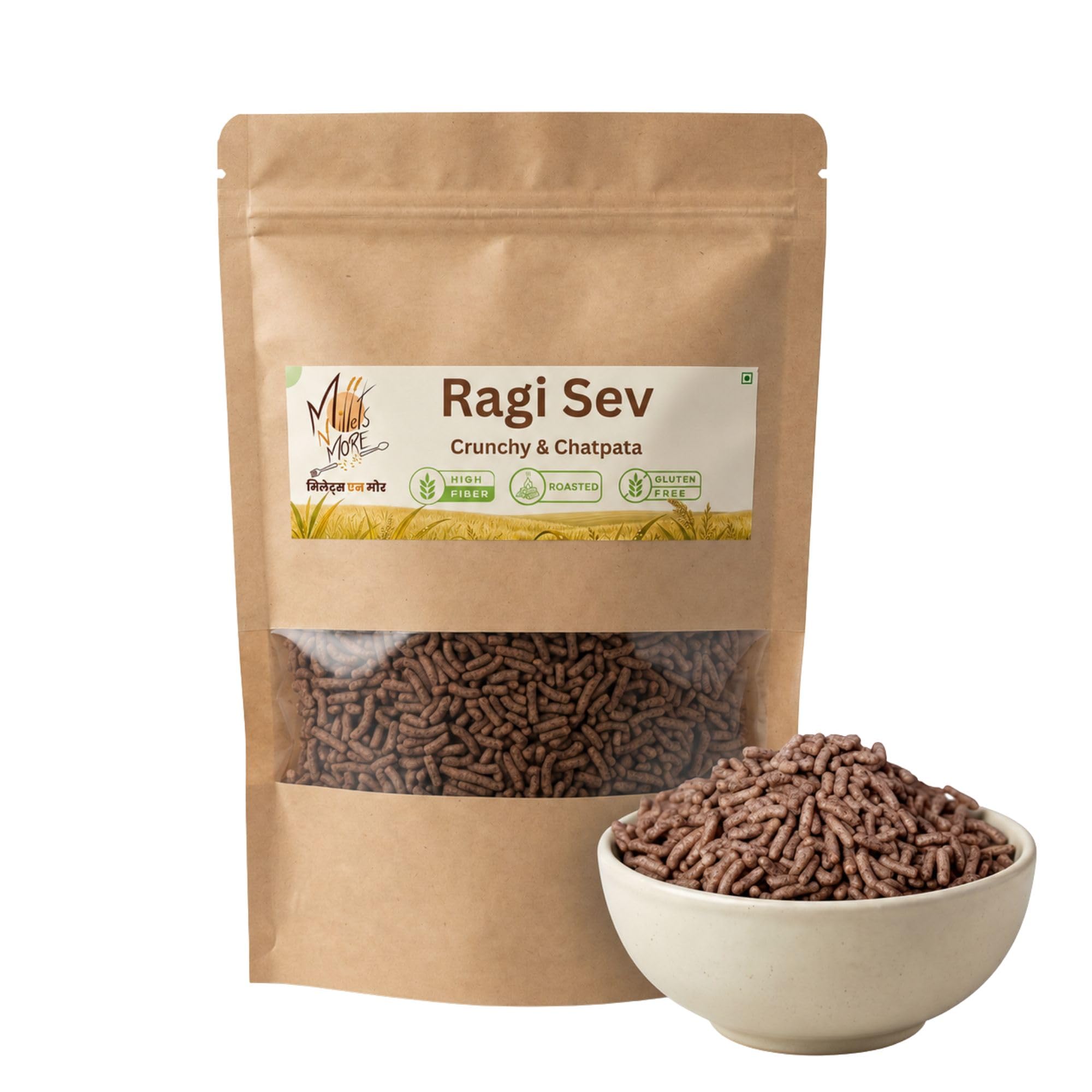 MILLETS N MORE Ragi Sev (Finger Millet) Namkeen | Crispy Roasted Millet Snack | No Preservatives | 100g-image-14