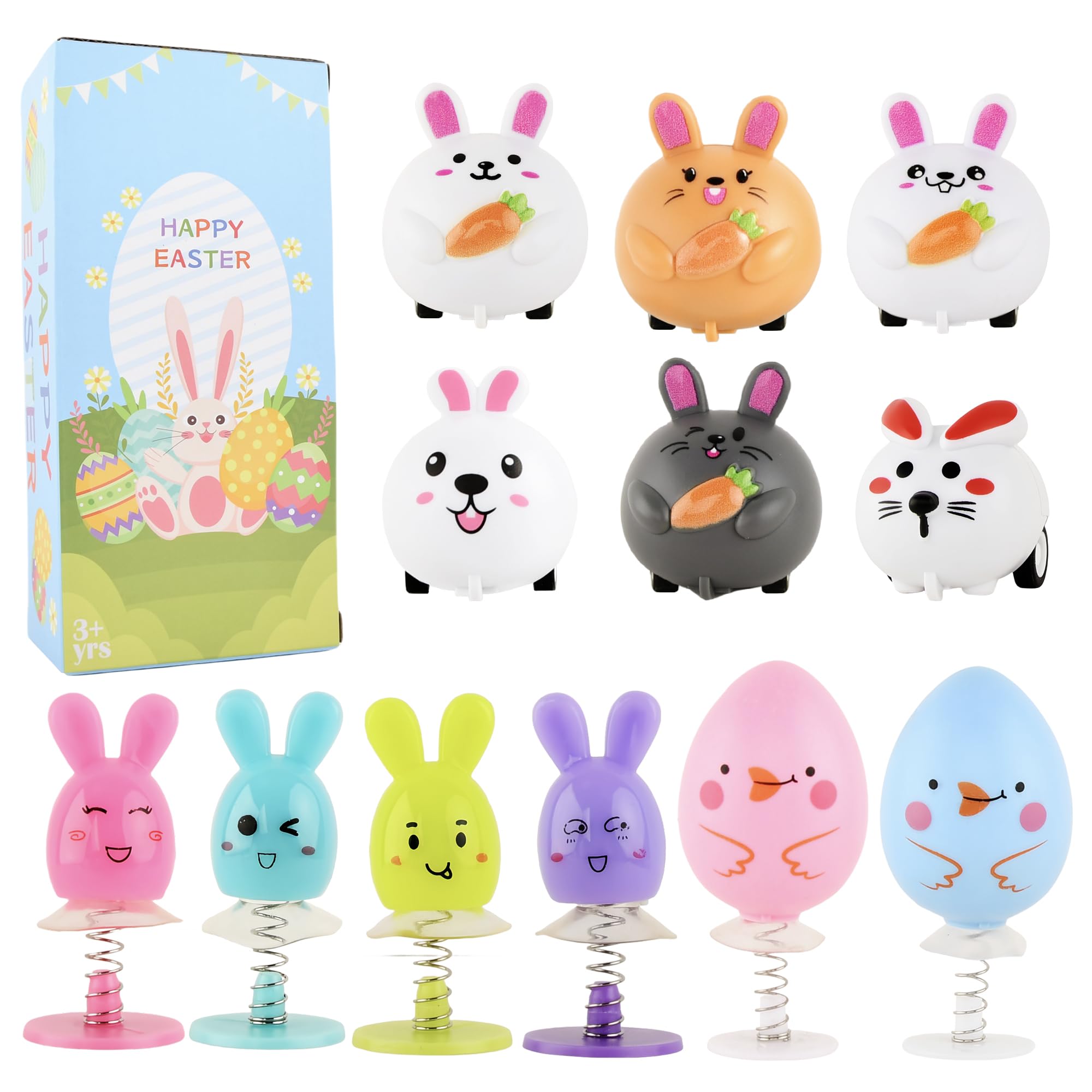 Photo 1 of Small Pull Back Toy Cars Set,12 PCS Mini Racing Vehicles for Holiday Birthday Party Favors,Goodie bag Stuffers,Classroom Prizes,Bulk Toys for Kids (Easter Bunny Rabbit Egg Basket Stuffers,Pop Up Toys)