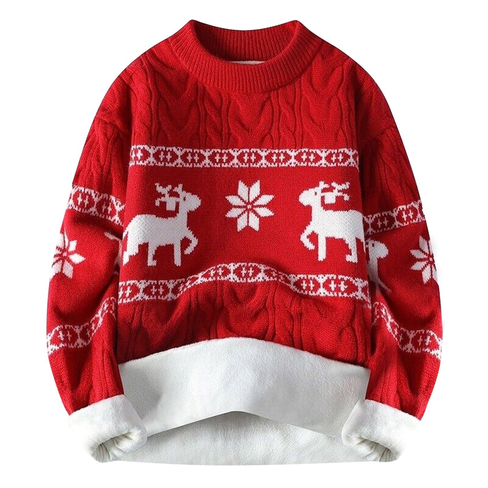 Genérico Jersey Navideño Mujer Y Hombre, Jersey Termico Hombre Cuello Redondo Invierno Jersey Manga Larga Elegante Retro Sweater De Navidad Casual Christmas Parejas para Otoño Invierno