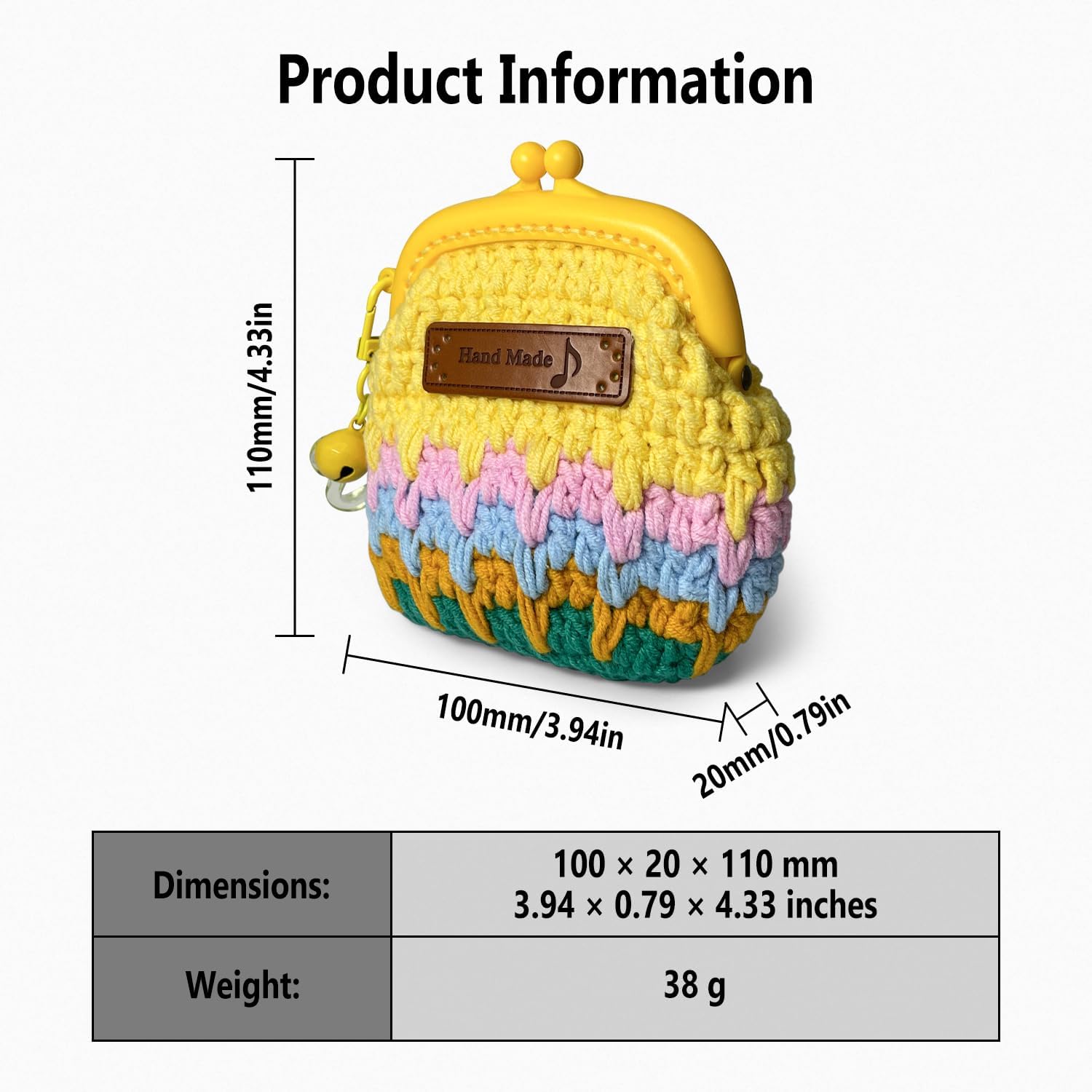 Geiomoo Crochet Case for Anker Soundcore P30i, JBL Vibe Beam, Anker Soundcore P20i, TOZO A1, TOZO E2, Air Pods Pro 4, Soft Handmade Woven Knitted Bag, Creative Woolen Yarn Purse (Yellow)(Yellow)