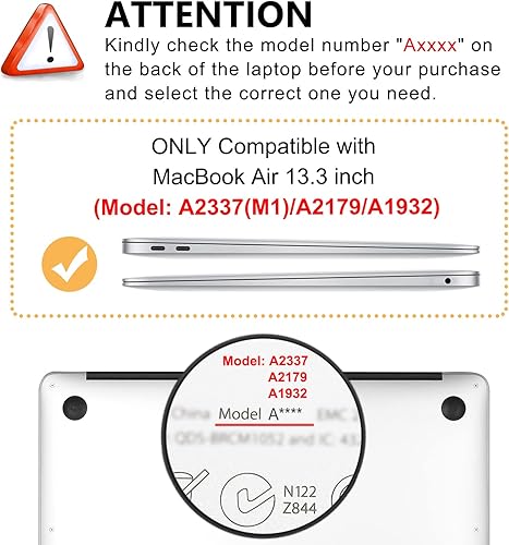 Miniatura 2 de Funda transparente brillante para MacBook Air de 13 pulgadas M1 A2337 A2179 A1932 2022 2021-2018 con pantalla táctil Retina, carcasa rígida de