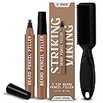 Striking Viking Beard Pencil Filler - Pack of 2, Light Brown - Long-Lasting Wear & Waterproof Beard Filling Pen Kit - Precision Shaping Tip & Hair Brush - Gap-Filling Coverage & Stubble Color Pen