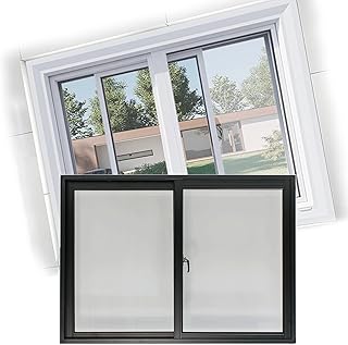 Black, Double Pane Window, 32x12in / 81x30cm, Rust and Water-Resistant Aluminum Frame with Tempered Glass & Screen, 20 24 28 32 36 40 44 48 50 Inch