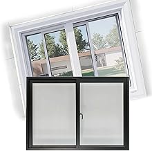 Black, Double Pane Window, 32x12in / 81x30cm, Rust and Water-Resistant Aluminum Frame with Tempered Glass & Screen, 20 24 28 32 36 40 44 48 50 Inch