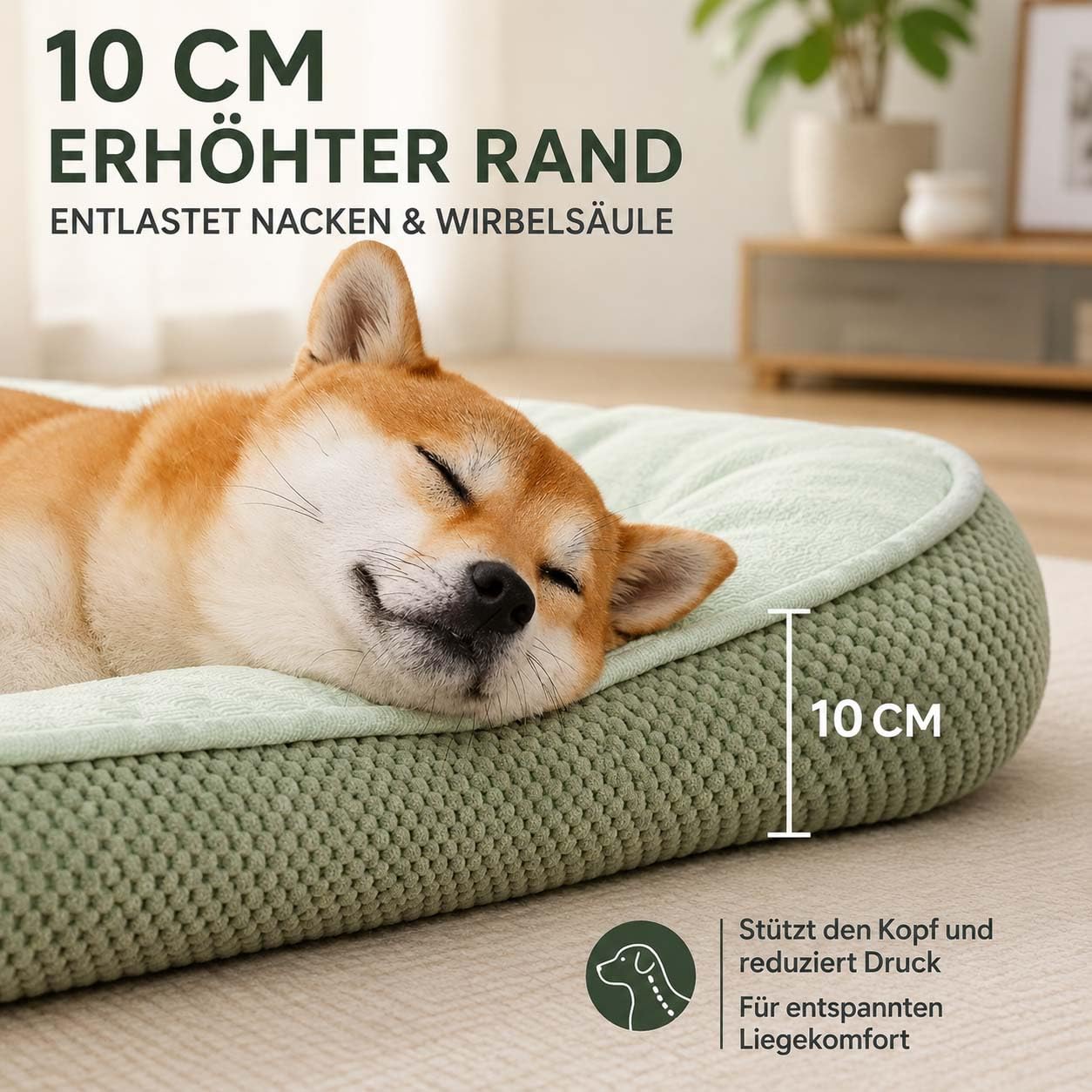 Leyof Premium Kühlkörbchen für den Sommer mit 3D-Mesh-Kühlmatte – Atmungsaktiv, Waschbar & rutschfest, Selbstkühlende Eisgarnfaser für Hunde & Katzen (Grün,XL)
