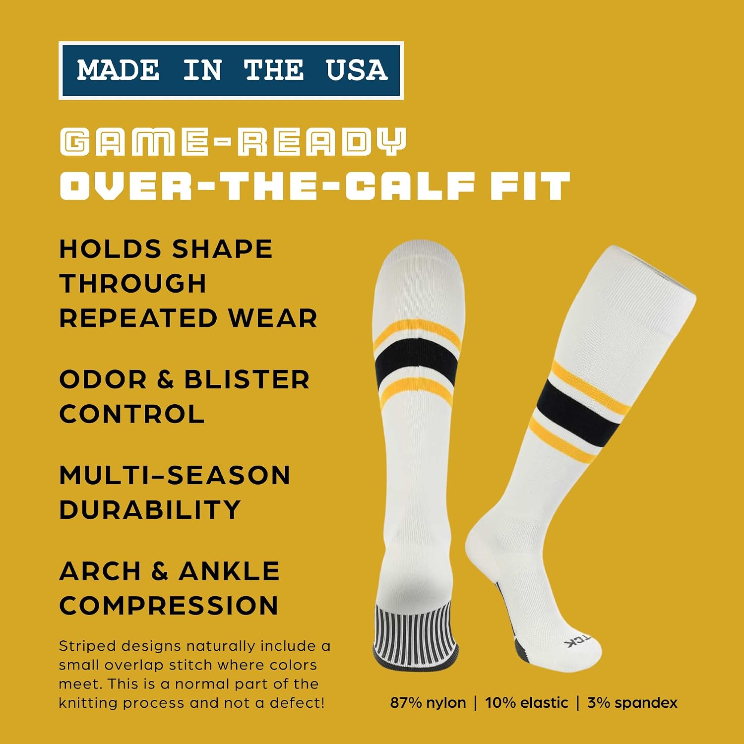MadSportsStuff Softball Socks Baseball Socks | White & Team Colors | USA Made | Sizes for Girls, Youth Boys, Men & Women