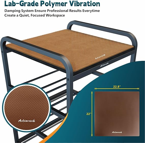 2026 Upgraded AC4 Heavy Duty 3D Printer Table Stand with High Density Polymer Vibration Damping Pads, 4 Tier 3d Filament Storage Rack with Wider Wheels for Home Office, Workshop Studio
