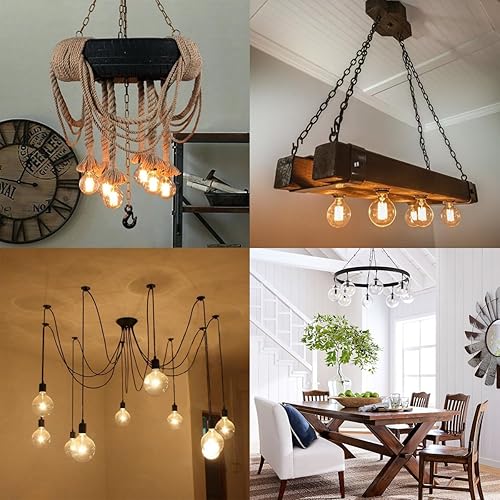 Miniatura 21 de Jslinter Paquete de 6 bombillas Edison de 60 vatios, regulables, A19, antiguas, vintage, antiguas, incandescentes, E26, ámbar blanco cálido