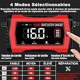 HTRC 16A Chargeur Batterie Voiture 6V 12V 24V, Chargeur de Batterie Intelligent Entièrement Automatique avec LCD pour Batteries Plomb-Acide (AGM, EFB, Gel, Calcium, SLA, VRLA) et Lithium/LiFePO4 - 3
