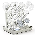 Termichy Baby Bottle Drying Rack: Large Vertical Bottle Dryer Rack Holder - Space Saving Standing Drying Rack for Baby Bottles and Pump Part Cleaning (Khaki)