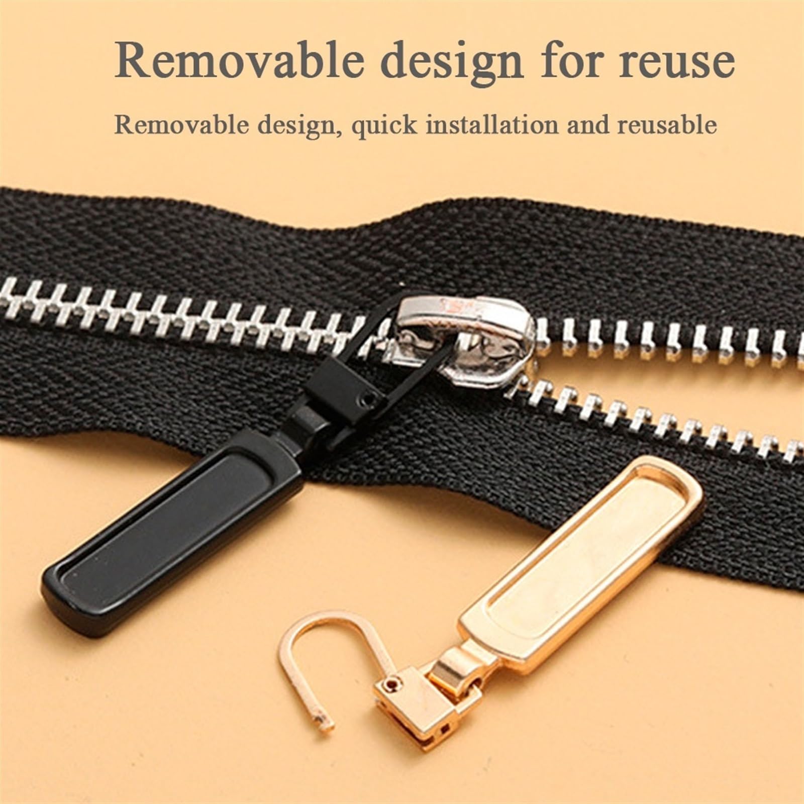 Tirador de cremallera desmontable Pestaña repuesto Deslizadores Kit reparación cabeza for maletas Equipaje Mochilas Bolsos Abrigos Reemplazo tirador(Gray,8 Pcs)