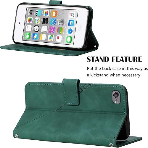 Miniatura 2 de Funda para iPod Touch 7, funda para iPod Touch 6, funda Touch 5, cartera de piel sintética, tarjetero magnético, función atril, a prueba de golpes,
