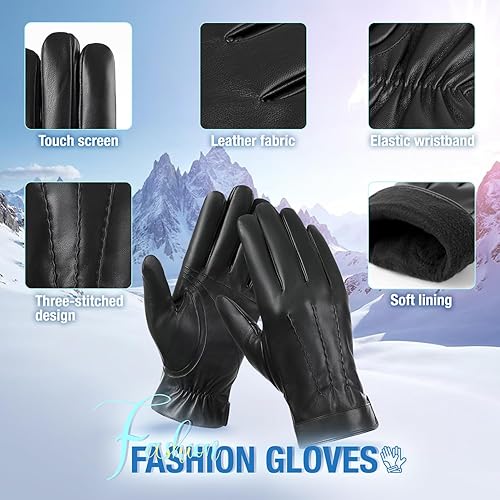 Miniatura 4 de Conjunto de Pasamontañas de Invierno y Guantes de Cuero PU, Máscara Facial Completa Transpirable, Guantes Impermeables con Pantalla Táctil