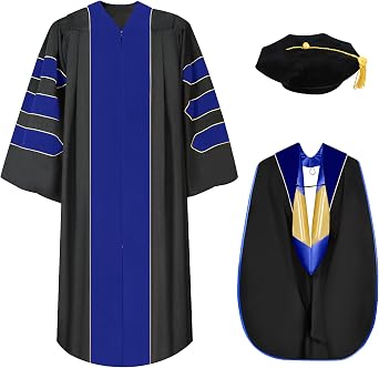 Deluxe Doctoral Graduation Gown Doctoral Hood and Tam 8 Sided Package