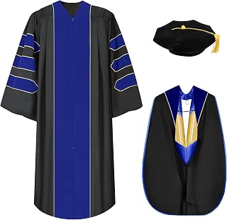 Deluxe Doctoral Graduation Gown Doctoral Hood and Tam 8 Sided Package