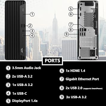 HP Pro SFF 400 G9 Desktop Computer | Intel Core i7-12700, 16-Core Processor (8 P-cores + 8 E-cores), Up to 5.4GHz | 32GB RAM, 1TB SSD | WiFi 6 | USB Type-C 10Gbps, HDMI DisplayPort | Win 11 Pro