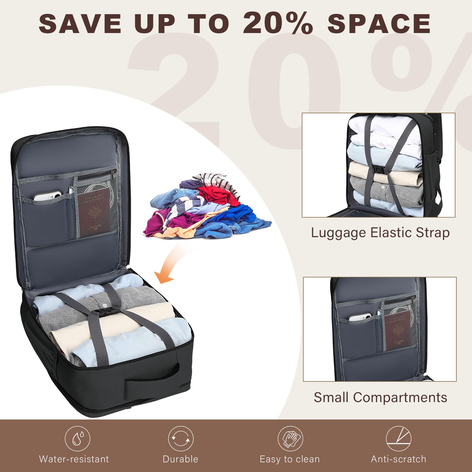 Xkdoai Zaino da Viaggio 45x36X20 per Easyjet Zaino da Viaggio Aereo Bagaglio a Mano Zaino Uomo Porta PC 15.6 pollici Antifurto Zaino Donna per Università Casual Backpack