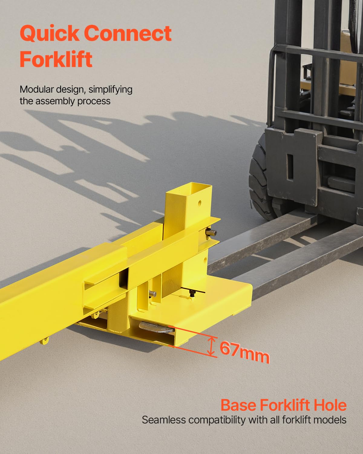 VEVOR Forklift Jib Boom Crane, 6000lbs Capacity, Manual Telescoping Boom Extends Up to 56.1 inches, Forklift Mobile Crane with 2 Hooks, Adjustable Forklift Crane Attachment for Warehouse, Factories