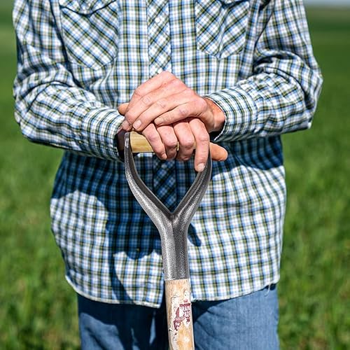 Miniatura 5 de Mango de agarre en Y de 1.2 in de diámetro interior, mango de repuesto de pala de metal, manijas de accesorios de jardín con agarre de madera para