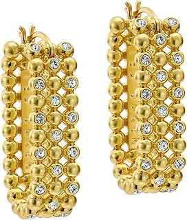 Ted Baker London Bollie Crystal Bobble Hoop Earrings for Women (Gold/Crystal)