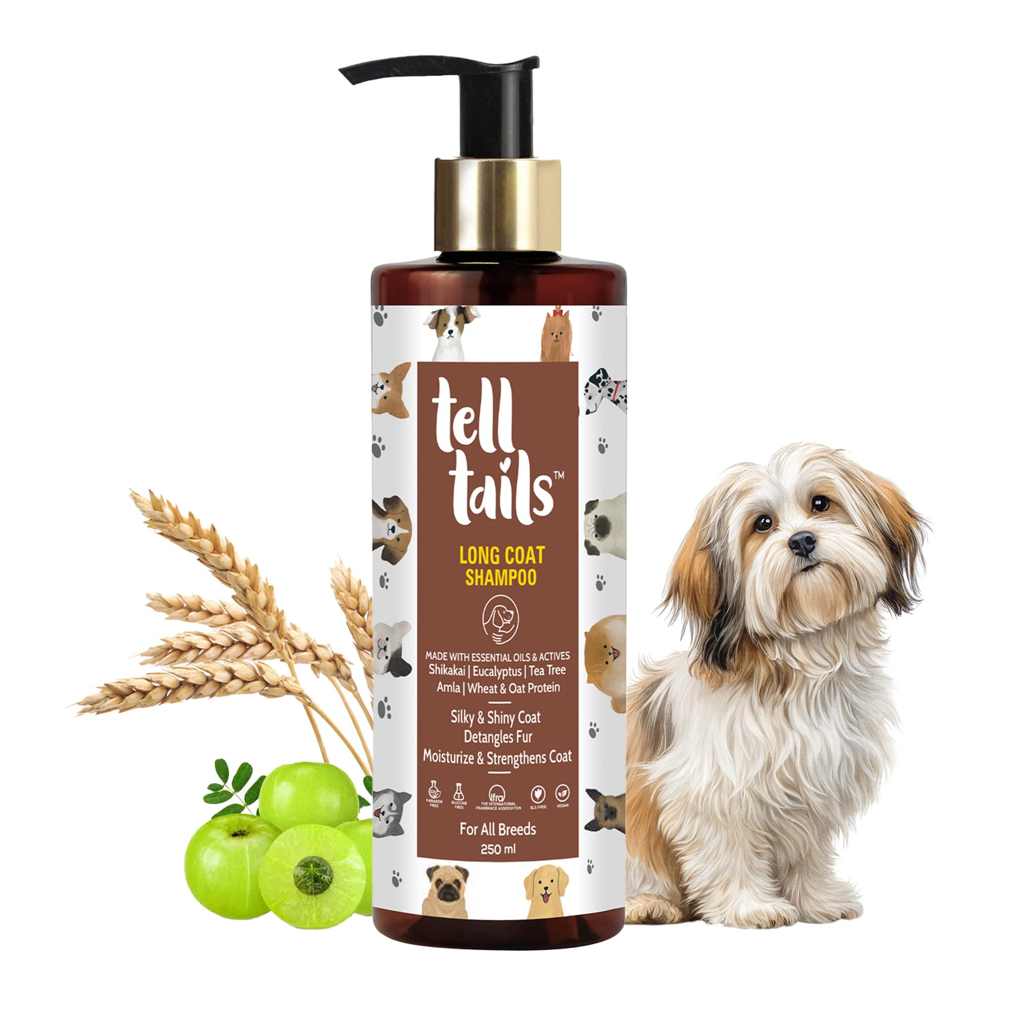 TELLTAILS Long Coat Shampoo | Moisturizes, Detangles & Strengthens |Shikakai, Eucalyptus, Tea Tree, Amla, Wheat & Oat Protein |Repels Ticks & Fleas |Improves Hair Quality & Adds Shine|All Breeds|250ml-image-14