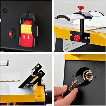1800W Benchtop Planer, Electric Multifunctional Desktop Woodworking Planer, 6inch Wood Planer 12000 RPM/min, Adjustable 0-3MM Cutting Depth, for Wood Cutting