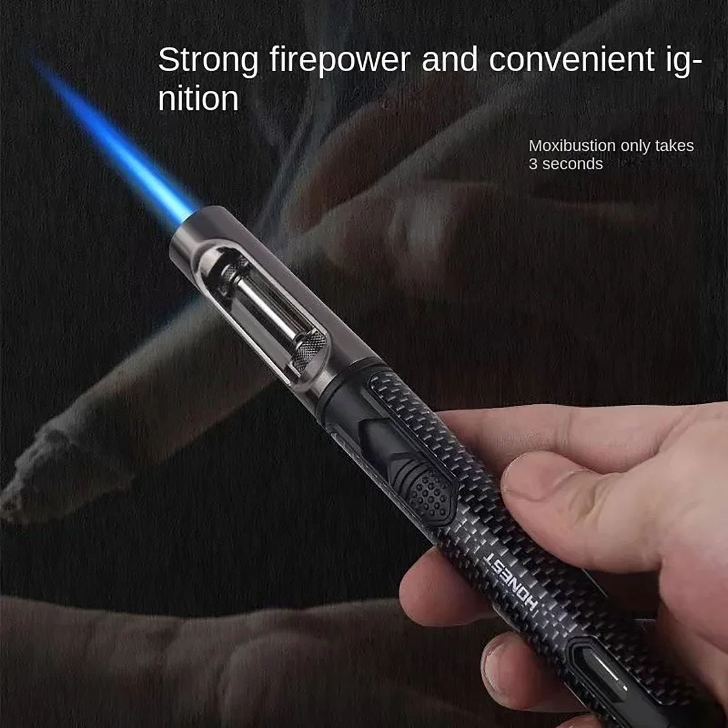Encendedor Cigarro Ventana Visible Jet Flame Butano Recargable Antorcha Larga para Estufa Parrilla Barbacoa Vela Fuegos Artificiales Camping (Gas No Incluido),Blue