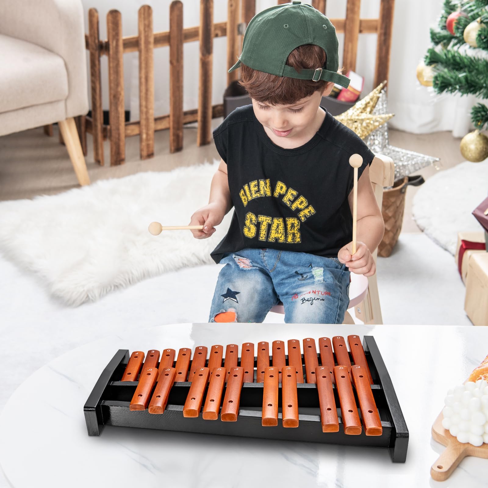 Xilofono A 15 Note Con Base In Legno - Glockenspiel Per Bambini, Include Mazzuole E Borsa - Foto 4