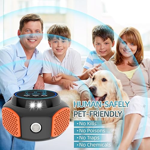 Miniatura 7 de Repelente ultrasónico para ratones, repelente de plagas ultrasónico de disuasión de ratones, repelente de ratones de 360 para interiores con altavoz