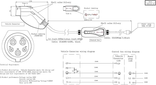 Miniatura 4 de Splitvolt Cargador portátil para vehículos eléctricos de nivel 2 24 amperios 220-240 voltios cable de 16 pies estación de carga eléctrica para