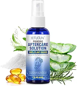 Spray de pós-tratamento de piercing, solução salina para piercings, remoção de colisão queloide e suavizante solução de cuidados posteriores para orelha barriga e nariz, 500 ml