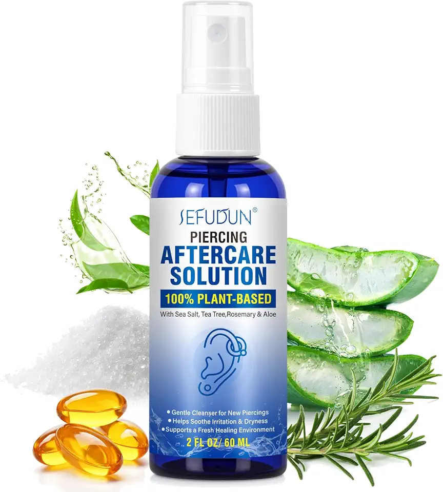 Spray de pós-tratamento de piercing, solução salina para piercings, remoção de colisão queloide e suavizante solução de cuidados posteriores para orelha barriga e nariz, 500 ml