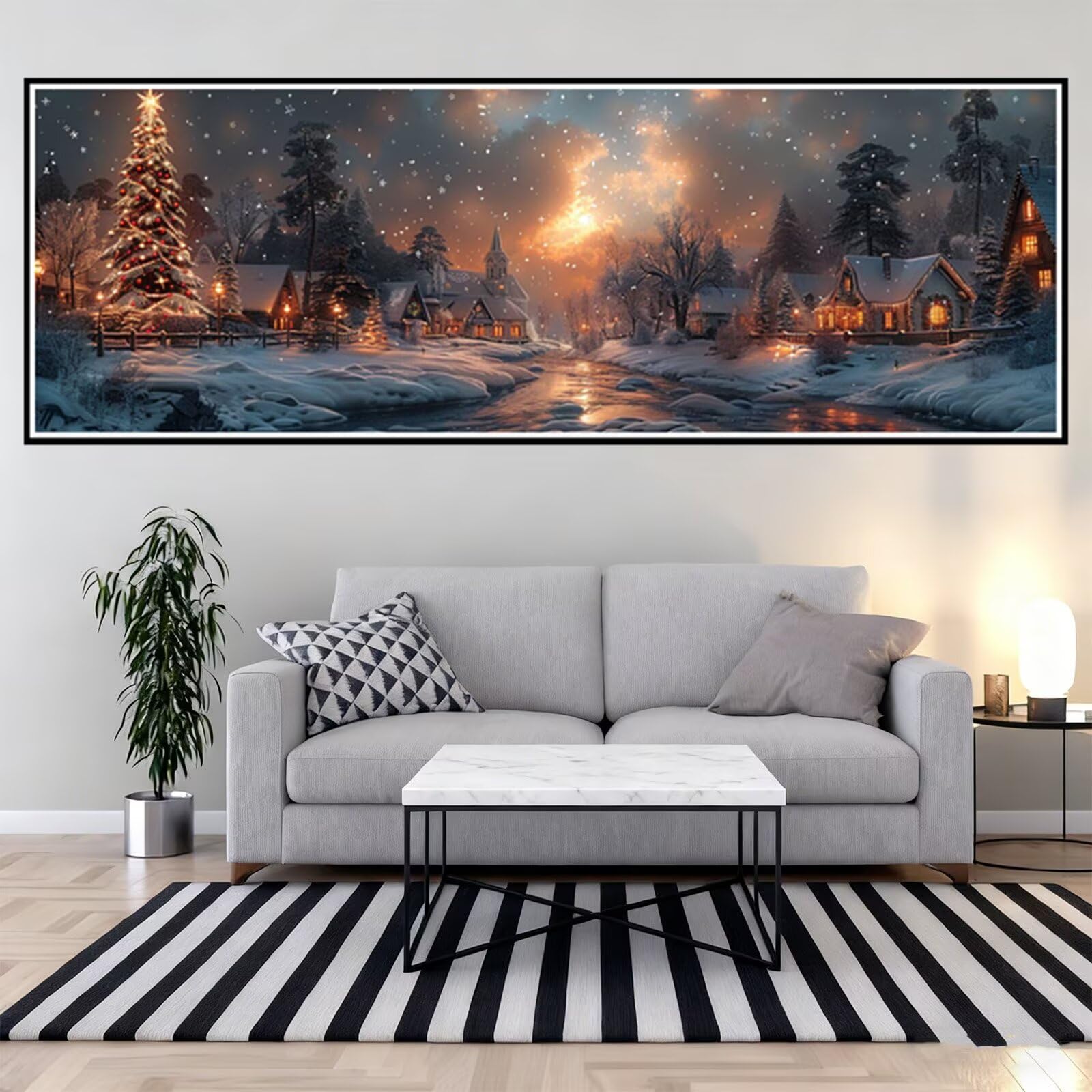 Diament Malarstwo Las Diament Malarstwo Dorosły XXL 300 x 100 cm, 5D Diament Malarstwo Płatek Śniegu Pełny zestaw do haftowania Diamenty DIY Obraz Diamenty Aktywne Ręczne Dla Dorosłych, Dekoracja