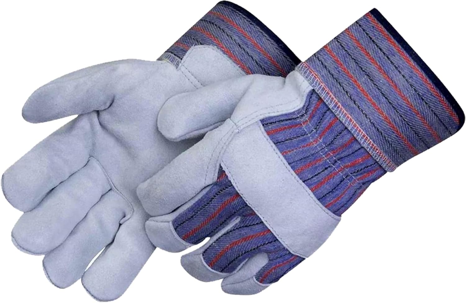 RUGGED BLUE - Leather Palm Work Gloves | Reinforced Knuckle & Durable Cotton | Heavy Duty Leather Work Gloves | Palm guard